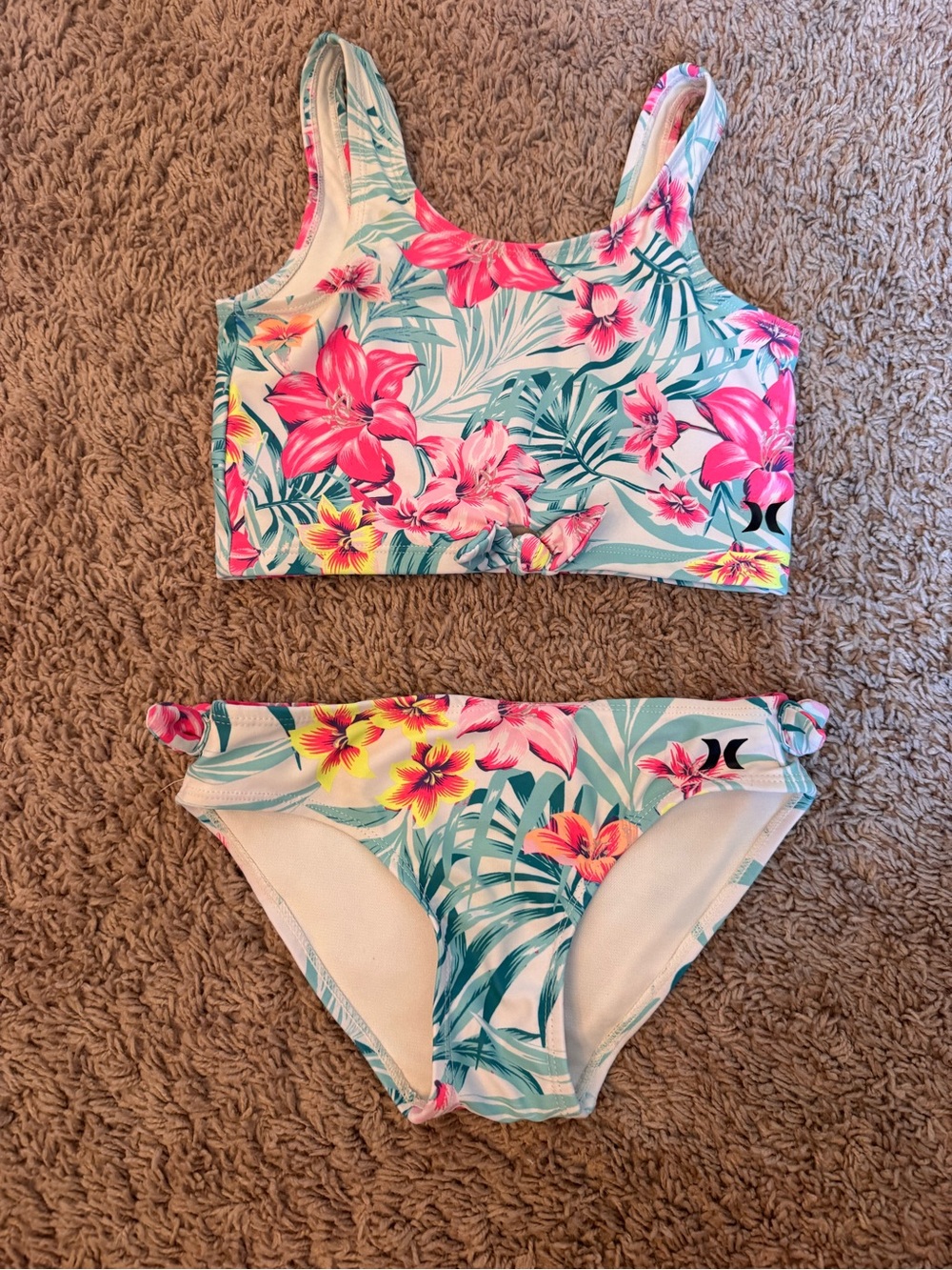 Hurley Girls' Tropical Floral Tank Bikini - Pink & Teal